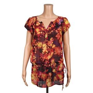 A.N.A. Short Sleeve Sheer Top Women Size Medium
